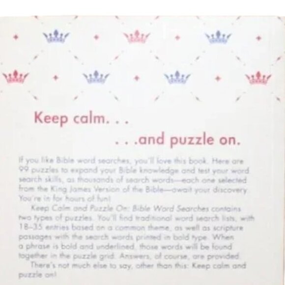 Keep Calm and Puzzle On: Bible Word Searches: 99 Puzzles - Picture 4 of 5